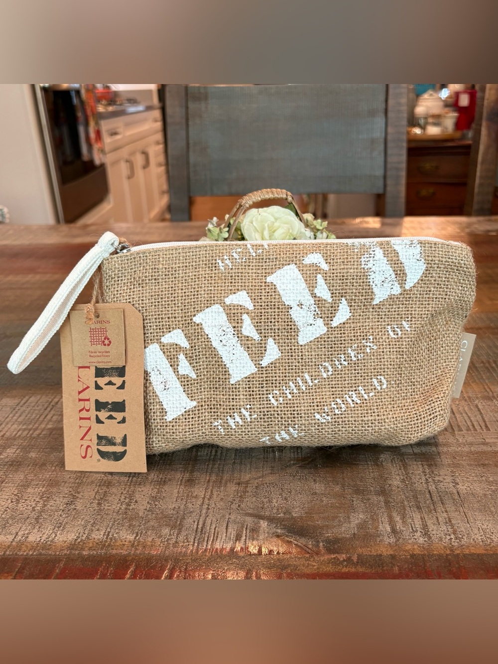 NEW Clarins FEED the Children #7 Zippered COSMETIC Bag/Pouch!